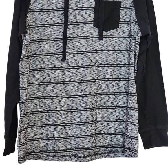 American Crusader Mens Hooded Shirt Size L Black Pocket Long Raglan Sleeve - Picture 4 of 9